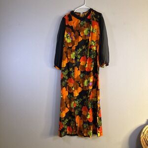 Vtg 80's California Girl Tulip Print Dress Womens Size 8 Crinkle Rayon USA Made